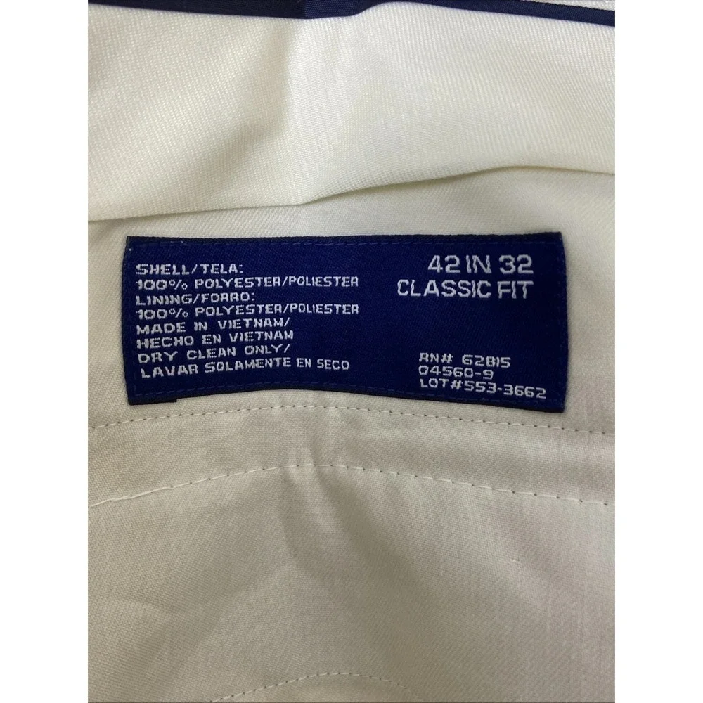 Stafford Essentials Pants Men 42x32 Beige Crosshatch Classic‎ Fit